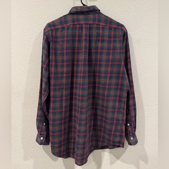 Vintage Ralph Lauren Men’s 100% Cotton Plaid Red Green Holiday Button Down Top M - Picture 8 of 13